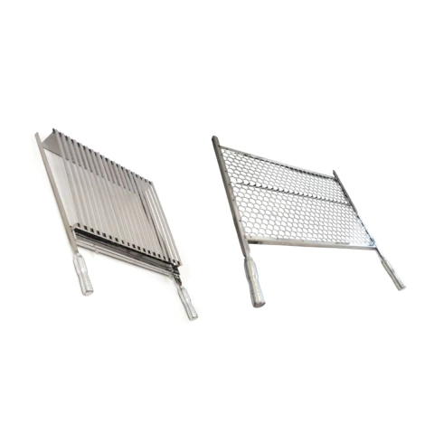 Kit Grelhas para Churrasco Parrilla Argentina + Grelha Moeda Extra Grande 60x40cm em Aço Inox