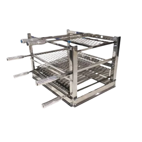 Suporte Grill Manual Churrasqueira Grelhas Espetos 60x51,5cm Inox