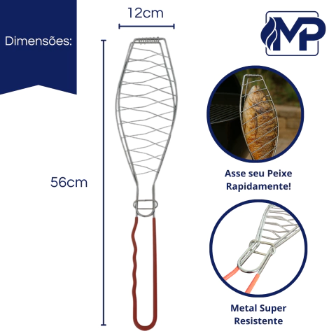 Grelha Dupla Churrasco para Assar Peixe Coração Linguiça - comprar online