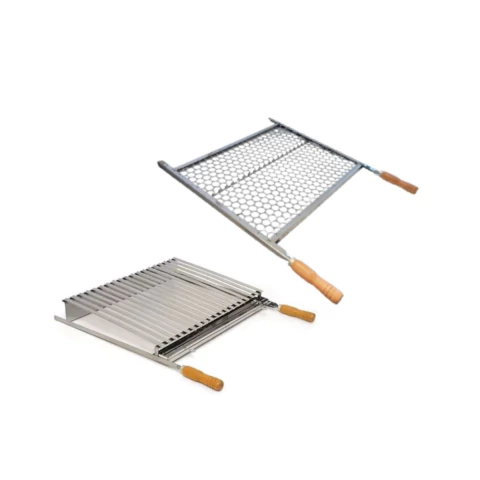 Kit Churrasco Grelha Parrilla + Grelha Moeda em Inox Cabo Madeira