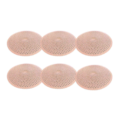 Kit Jogo Americano Redondo de Linho Rosa 6 Peças Para Decoração Jantar e Mesa Posta