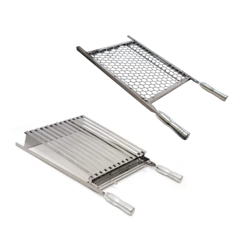 Kit Grelha Parrilla Tipo Argentina + Grelha Moeda - 30X40 - Cabo Alumínio