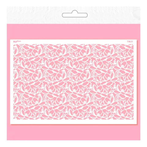 Stencil Grande T021 Flores Tortas Porcelana Manualidades