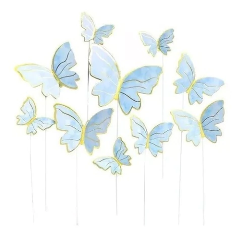 Topper Mariposa Para Torta X12 Unidades Reposteria Color Celeste