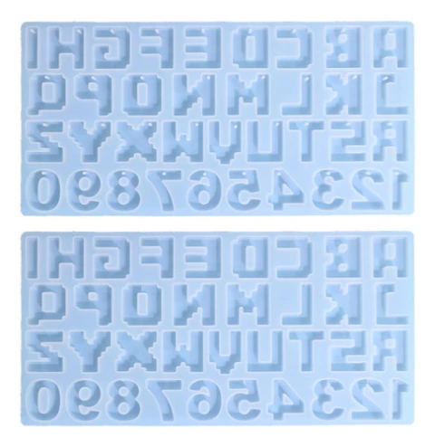 Molde De Silicona Letras Pixel 4cm Resina Llavero Dije