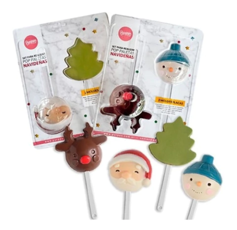 Set 2 Placa Molde Cake Paleta Navidad Chocolate Parpen