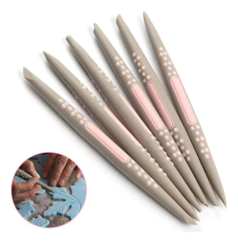 Set 6 Estecas De Silicona Goma Repostería Porcelana Fría