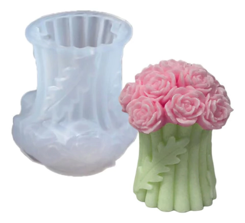 Molde Silicona Ramo De Rosas Flores Para Vela