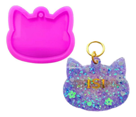 Molde De Silicona Gato Para Dije Llavero Resina