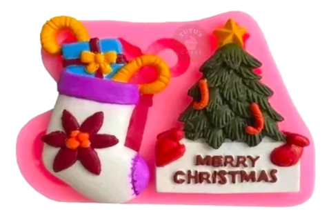 Molde Silicona Bota Arbol Navidad Fondant Porcelana