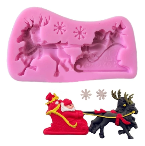 Molde Silicona Navidad Santa Trineo Fondant Porcelana
