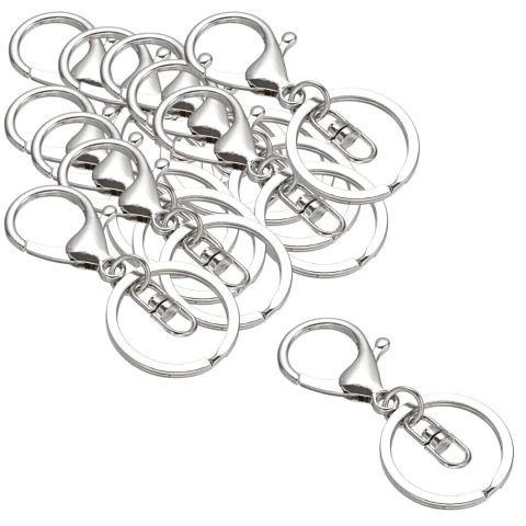 Argollas Planas Plateadas Para Llaveros Con Mosqueton
