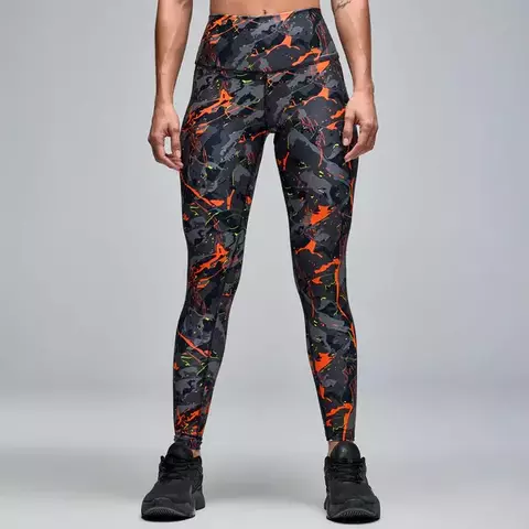 STRONG iD High Waisted Ankle Leggings - Black/Orange