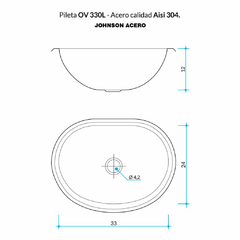 PILETA JOHNSON ACERO OV330L - comprar online