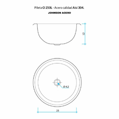 PILETA JOHNSON ACERO O250L - comprar online