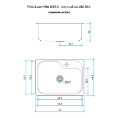 PILETA JOHNSON ACERO LUXOR MINI SI55 en internet