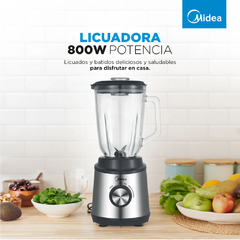 LICUADORA MIDEA 1.5 L 800 W VASO DE VIDRIO M115XAR1 - Casa Zeila