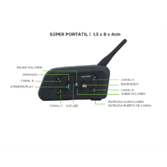 INTERCOMUNICADOR MOTO GADNIC G-600 BLUETOOTH - tienda online