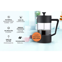 CAFETERA FRANCESA GADNIC PRENSA MANUAL 1L - comprar online