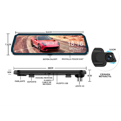 ESPEJO RETROVISOR CON CAMARA GADNIC 1080P GRABACION DUAL - tienda online