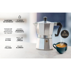 CAFETERA ITALIANA GADNIC DE ALUMINIO PARA 6 TAZAS - comprar online