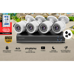 CAMARAS DE SEGURIDAD + DVR GADNIC X4 INTERIOR EXTERIOR DISCO 1TB - comprar online