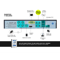 CAMARAS DE SEGURIDAD + DVR GADNIC X4 INTERIOR EXTERIOR DISCO 1TB