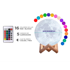 LAMPARA LUNA GADNIC 18 CM COLORES RGB - Casa Zeila