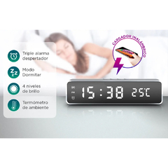 RELOJ DESPERTADOR GADNIC CON CARGADOR WIRELESS - comprar online