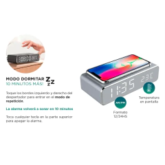 RELOJ DESPERTADOR GADNIC CON CARGADOR WIRELESS - tienda online