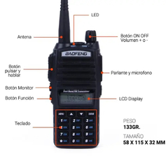 Imagen de HANDY VHF/UHF BAOFENG UV-82 10W 128 CANALES CON ACCESORIOS