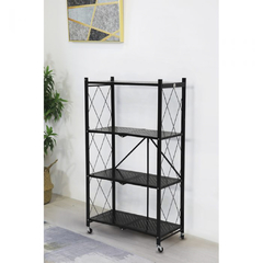 ESTANTERIA DELOS METALICA 4 NIVELES CON RUEDAS NEGRO - comprar online