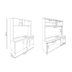 COCINA COMPACTA DELOS 155 CM BLANCO-NEGRO SIN MESADA - Casa Zeila