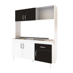 COCINA COMPACTA DELOS 155 CM BLANCO-NEGRO SIN MESADA