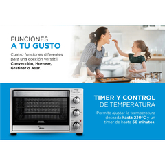Imagen de HORNO ELECTRICO MIDEA CONVECCION 32L SILVER