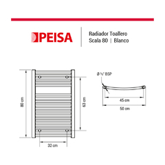 RADIADOR TOALLERO PEISA SCALA 80 - Casa Zeila