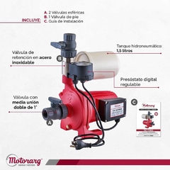 BOMBA PRESURIZADORA MOTORARG MODELO TIP PRES 14 HASTA 2 CONSUMOS - TANQUE ELEVADO Y CISTERNA - Casa Zeila