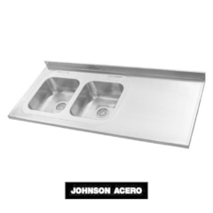 MESADA JOHNSON ACERO INOXIDABLE 140CM PILETA DOBLE IZQUIERDA