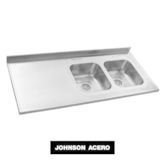 MESADA JOHNSON ACERO INOXIDABLE 180 CM PILETA DOBLE DERECHA