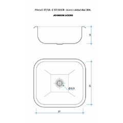 PILETA JOHNSON ACERO SIMPLE E37/18 en internet