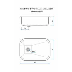 PILETA JOHNSON ACERO SIMPLE E44/18 en internet