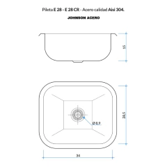 PILETA JOHNSON ACERO SIMPLE E28 en internet