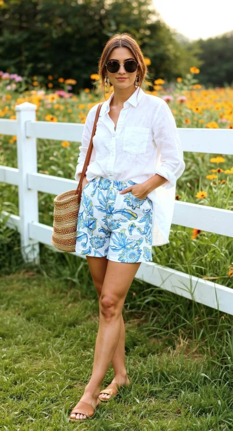 SHORT LARA Flores Celestes - comprar online