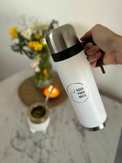 Termo AguaParaMate de acero inoxidable con media manija 1Lt - comprar online