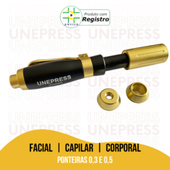 PROMO LIMITADA - Caneta Pressurizada Unepress 0,5 e 0,3ml Preta/Dourada Com Anvisa - Unepress
