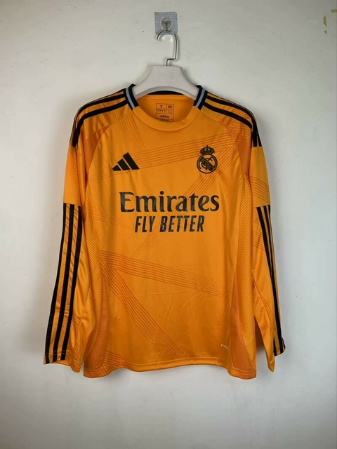 Camisa Real Madrid II 24/25 Manga Longa - Laranja e Preta