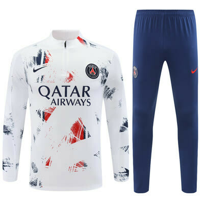 Conjunto Do Psg 2024/2025 Branca e Azul Marinho - Manga Longa
