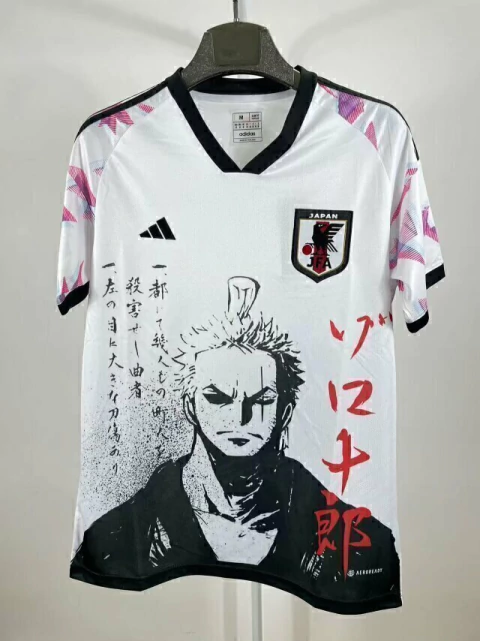 Camisa Seleção Japão 24/25 One Piece Roronoa Zoro - Branca e Preta