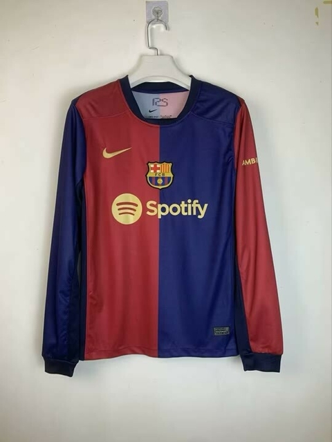 Camisa Barcelona I 24/25 Manga Longa - Azul e Vermelha - Nike