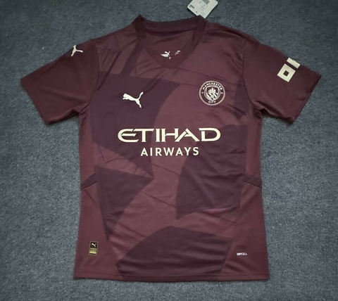 Camisa manchester city III 24/25 Bordô e Dourada